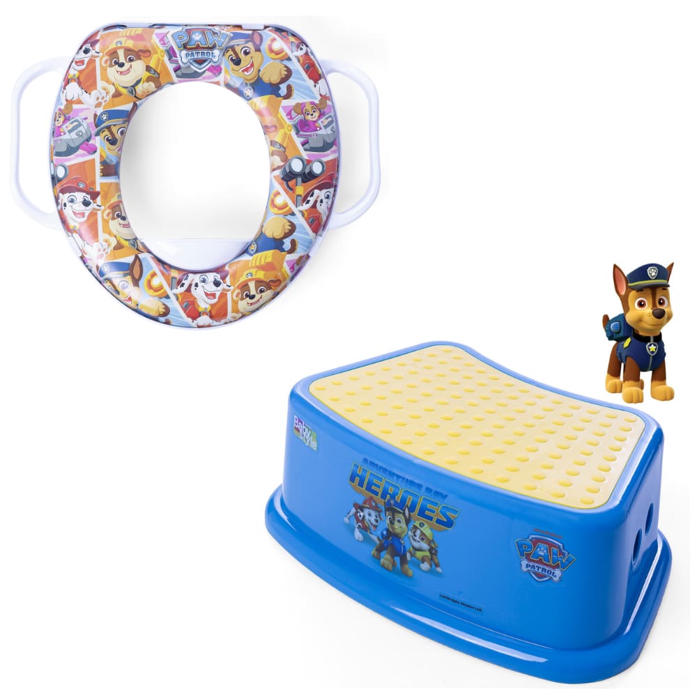 Kit Degrau Infantil Patrulha Canina Azul E Redutor de Assento C/ Alça Patrulha Canina Colorido