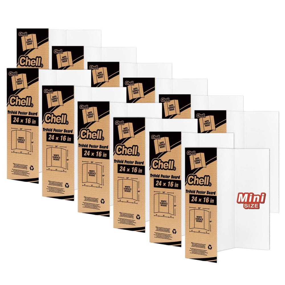 Cartaz com três dobras Chell Mini, tamanho 16x24cm, branco, pacote com 12