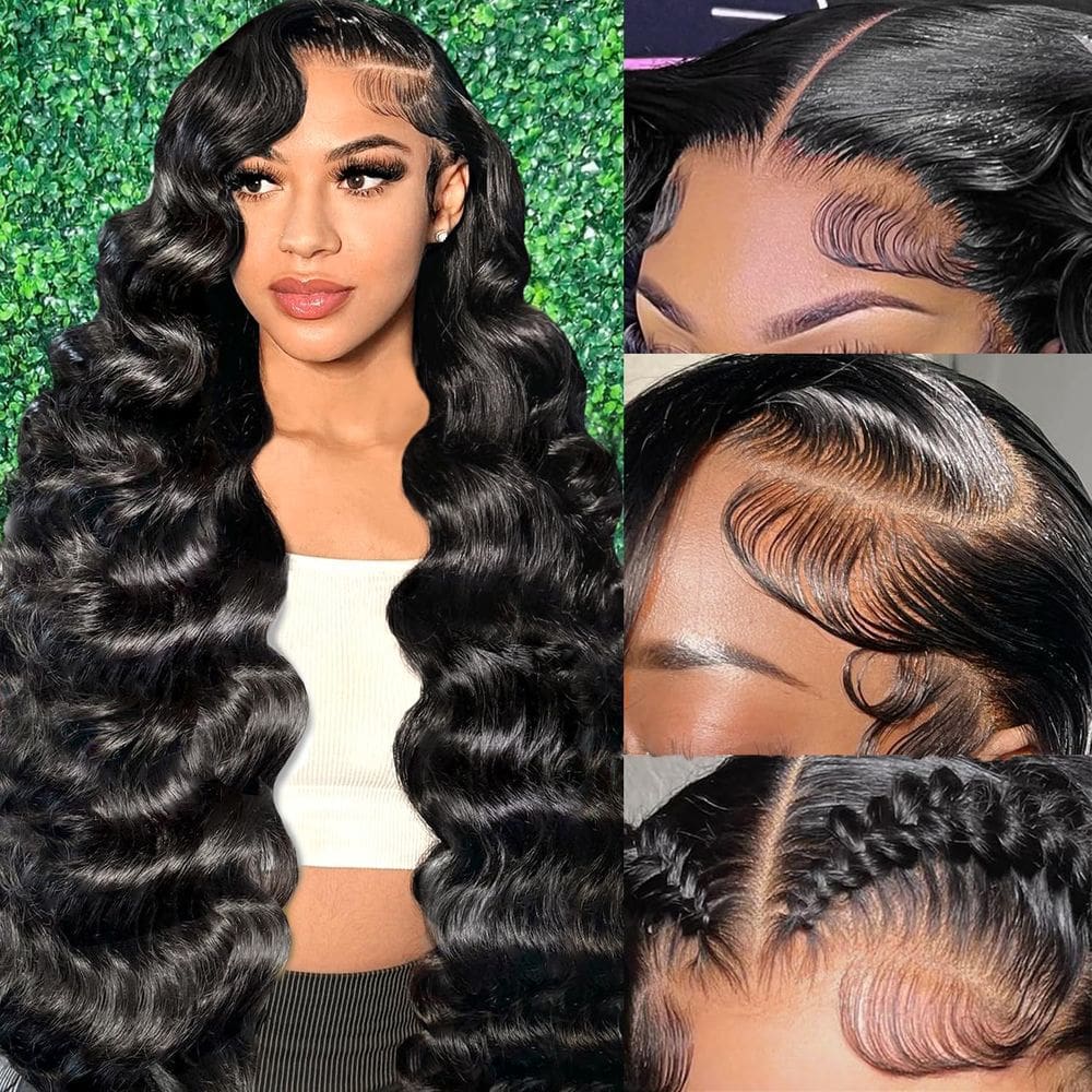 Peruca frontal de renda Leicymens Body Wave 100% cabelo humano 32"