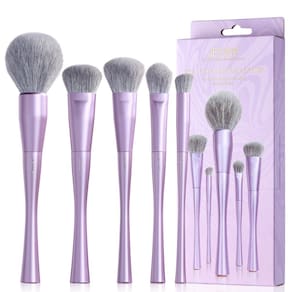 Conjunto de pincéis de maquiagem Jessup Face, 5 peças, roxo sintético, T514