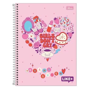 Caderno Espiral Grande Universitário Like+ 10 Matérias 200 Folhas Capa Dura - Tilibra | Escolar | Fofo | Colorido