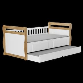 Cama Solteiro Moveis Peroba Maria com gavetas e auxiliar MDF