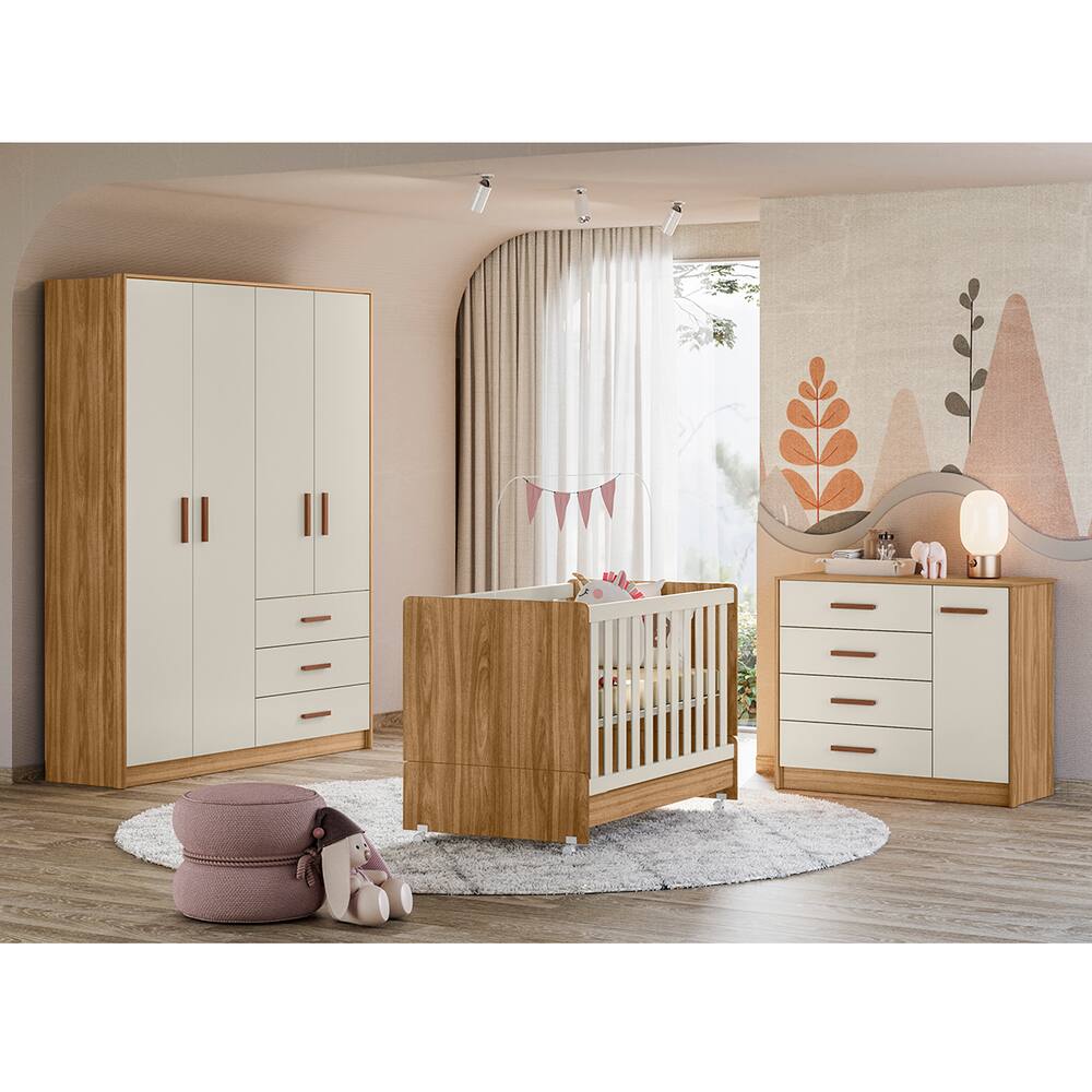 Quarto Infantil Pérola Cor Nature Off White - Peternella