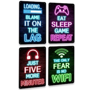 Decoração de parede para jogos Drsoum Video Gamer Room for Boys, conjunto de 4