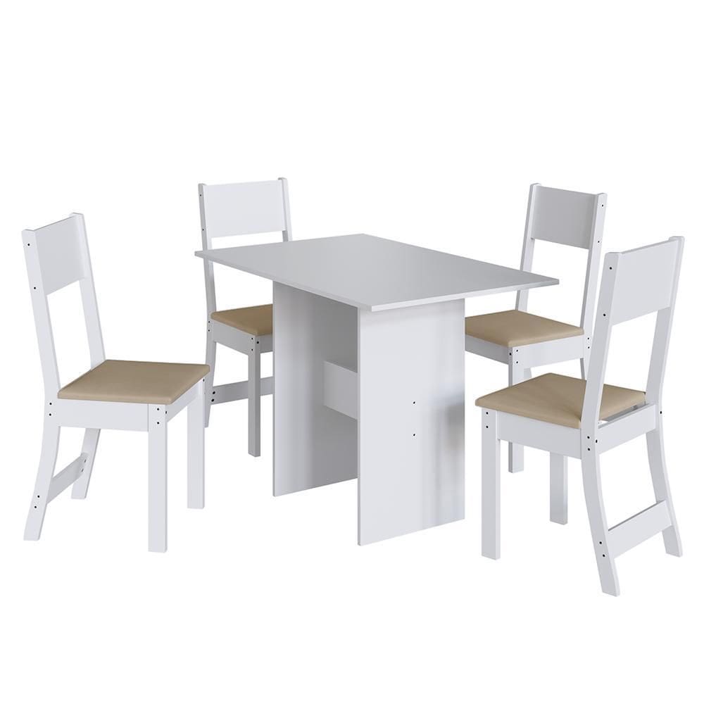 Mesa de Jantar Karla 108x68 com Tampo em MDP e 4 Cadeiras - Indekés