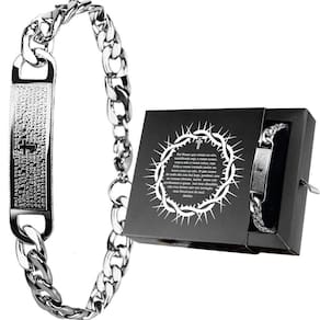 Pulseira Pai Nosso Oração + Aço Inox Prata Religião Social Religiosa Casual Qualidade Premium