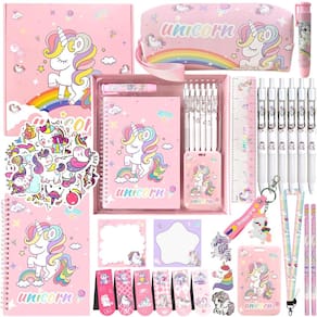 Conjunto de material escolar TSILRMSAFMAO Unicorn Theme com 6 canetas