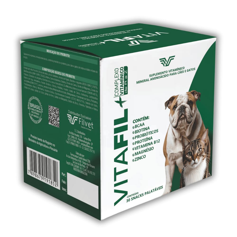 Vitafil+ Super Suplemento A - Z Cão E Gato 30 Snacks P/ 15kg