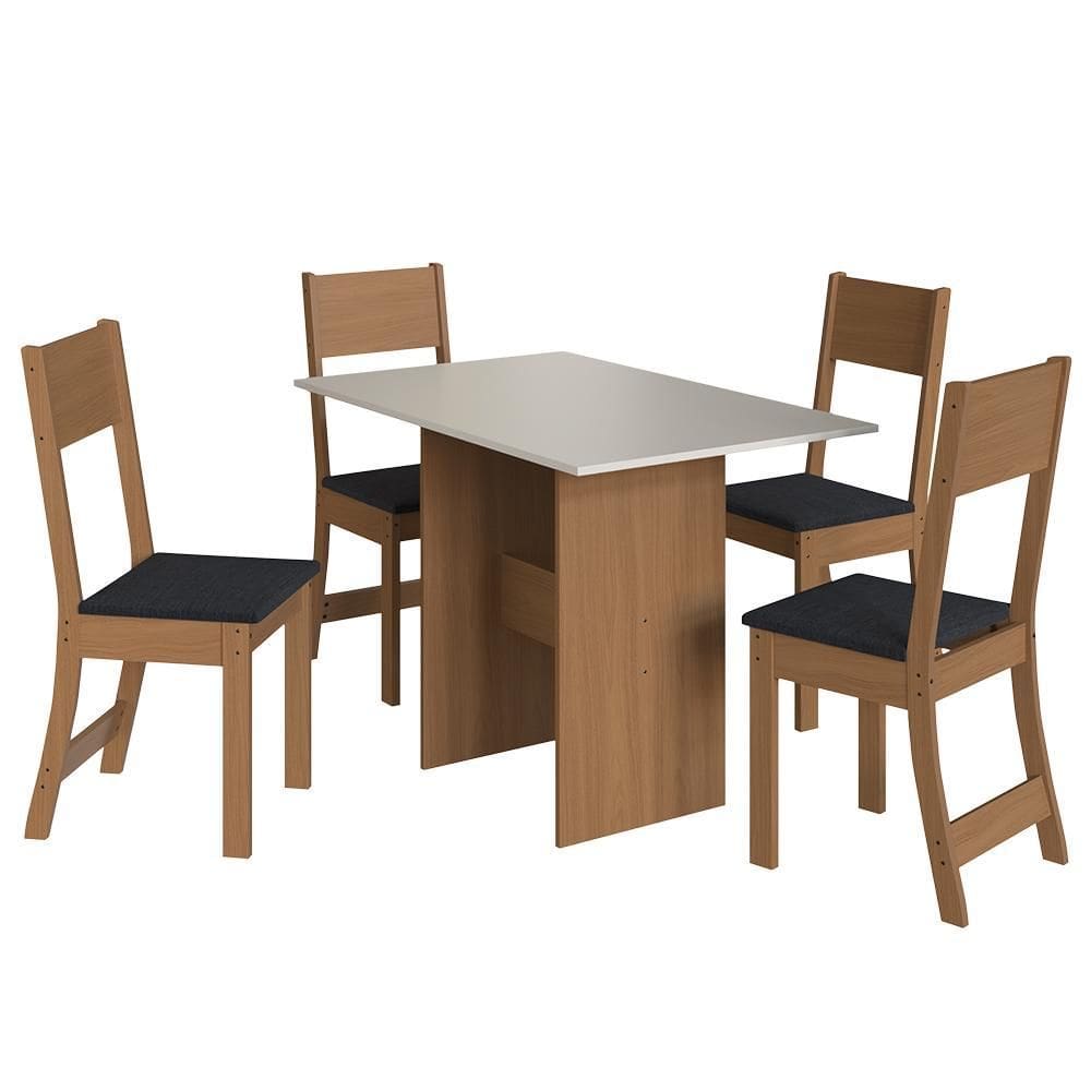 Mesa de Jantar Karla 108x68 com Tampo em MDP e 4 Cadeiras - Indekés