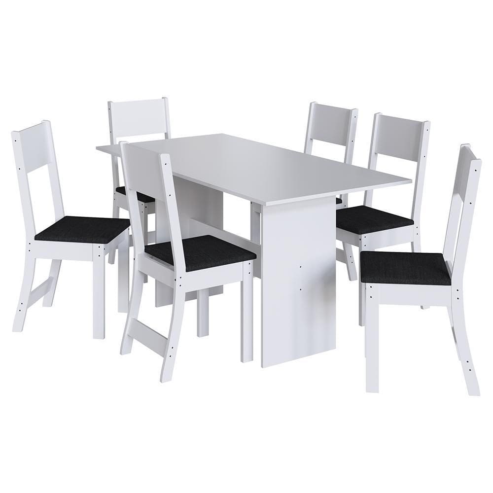 Mesa de Jantar Karla 150x76 com Tampo em MDP e 6 Cadeiras - Indekés