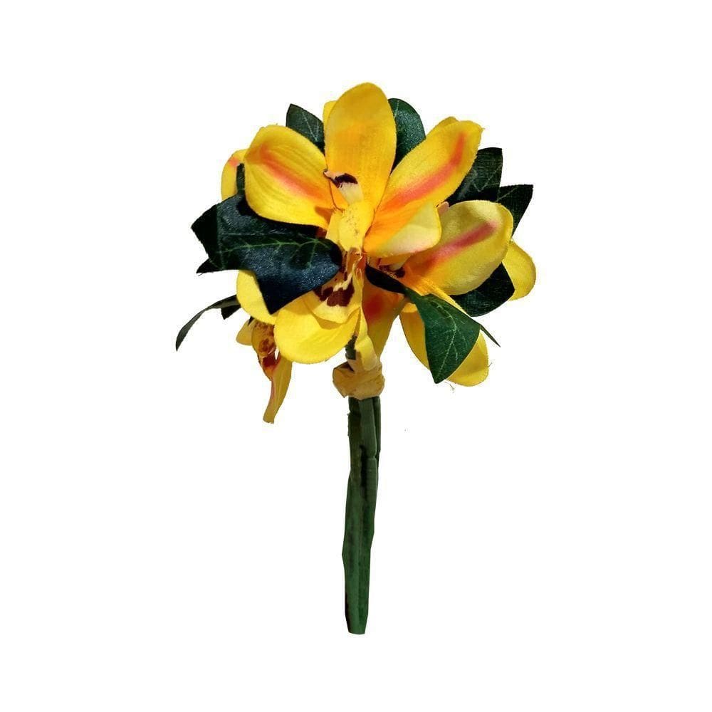 Flor Orquídea Cymbidium Amarelo 18 Cm - D`rossi