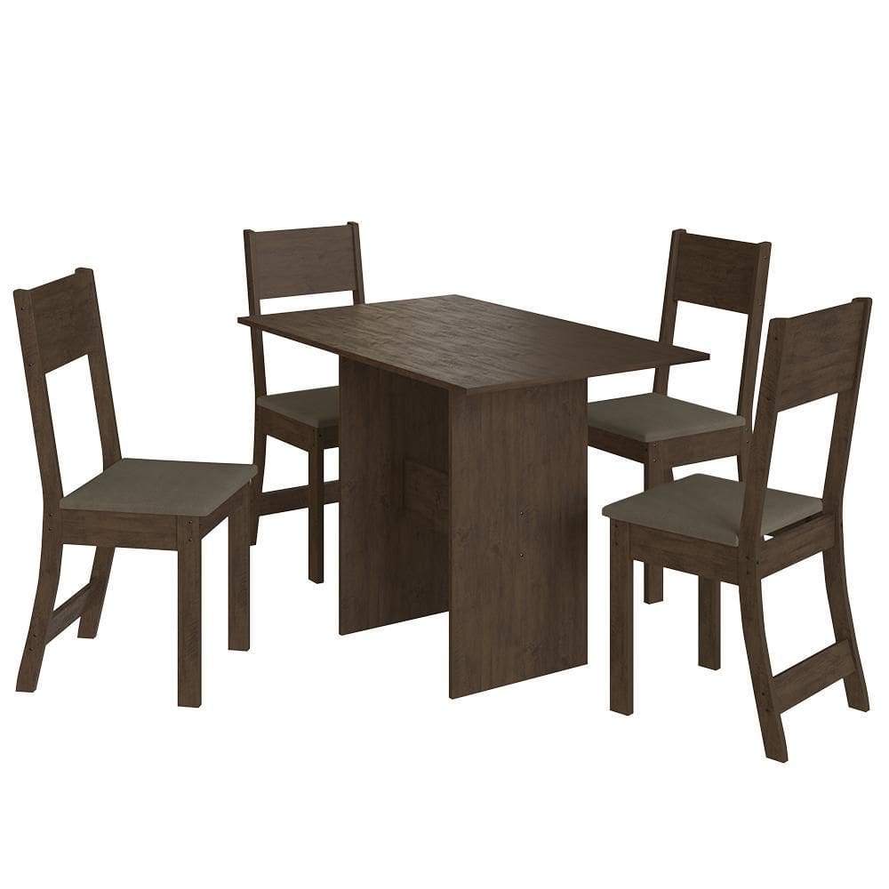 Mesa de Jantar Karla 108x68 com Tampo em MDP e 4 Cadeiras - Indekés