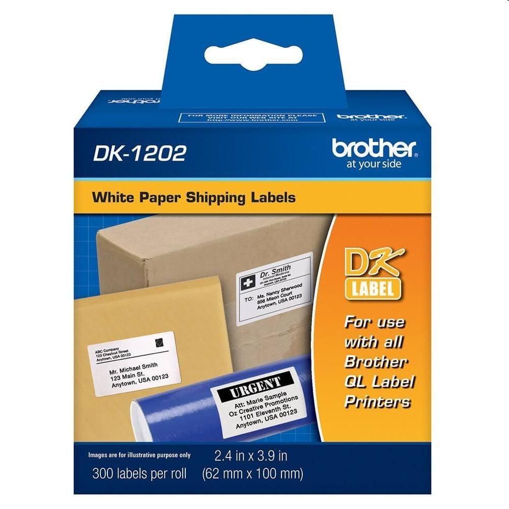 Etiqueta p/ impressora térmica DK1202 62mm x 100mm 300 unidades, BROTHER