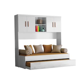 Quarto Modulado Ponte e Bicama Solteiro Ônix Flex Nature Branco Peternella