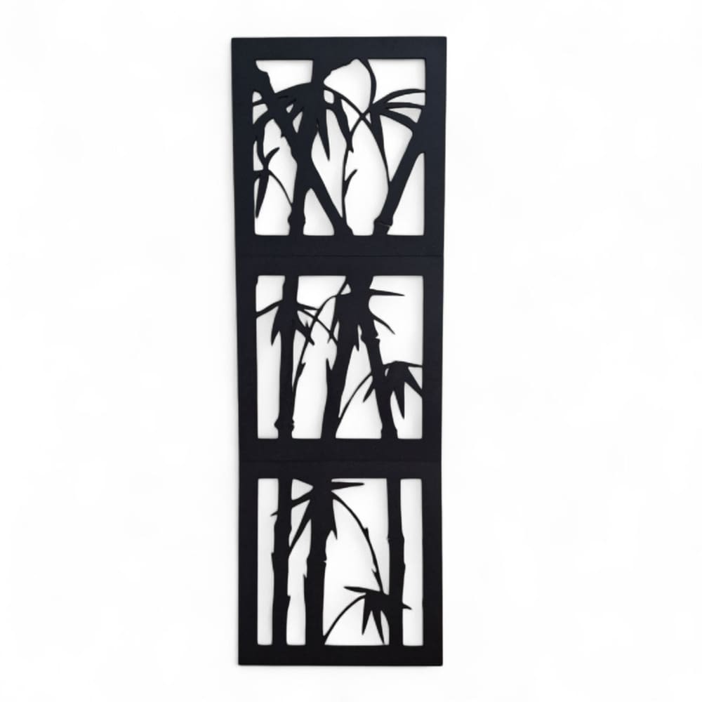 Placa Decorativa Bambu Silhueta Prosperidade Mdf Cor Preto 19cm