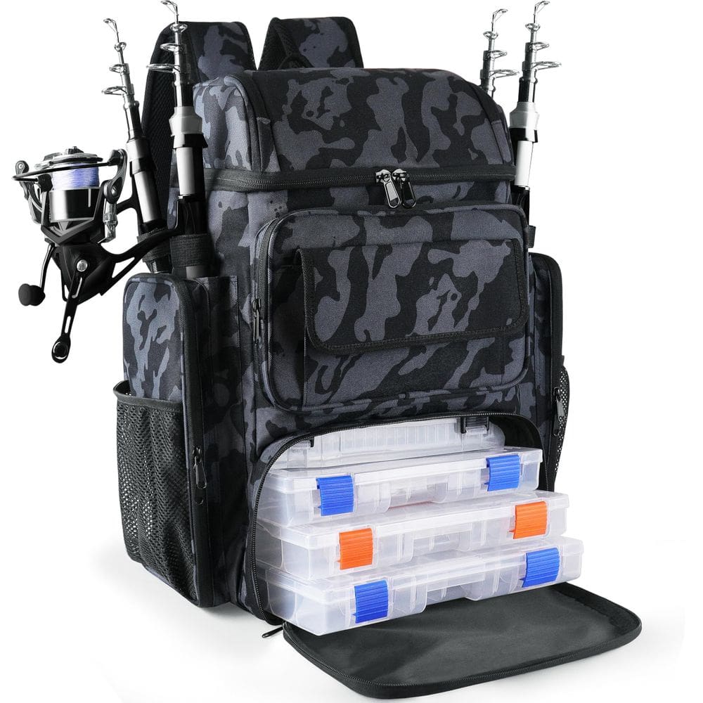Mochila de equipamento de pesca YOLIBON 45L com suportes de varas e refrigerador