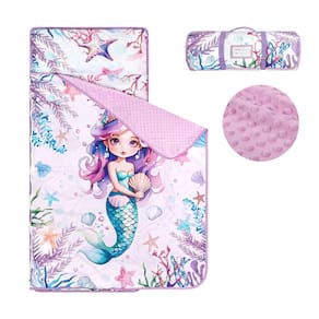 Tapete de soneca infantil HNHUAMING Mermaid com travesseiro e cobertor removíveis