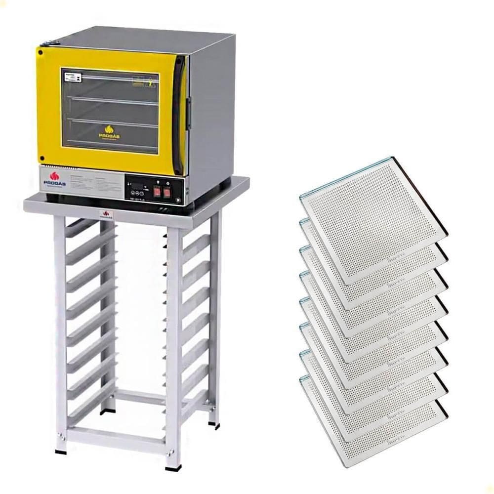 Kit Forno Turbo Elétrico Progás Plus Digital 127V Com Mesa PRP-004 E 8 Bandejas Imeca