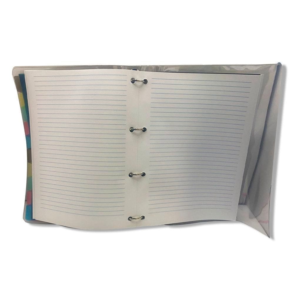 Fichário 4 Fechos Universitário Pvc Transparente Preto Gpk
