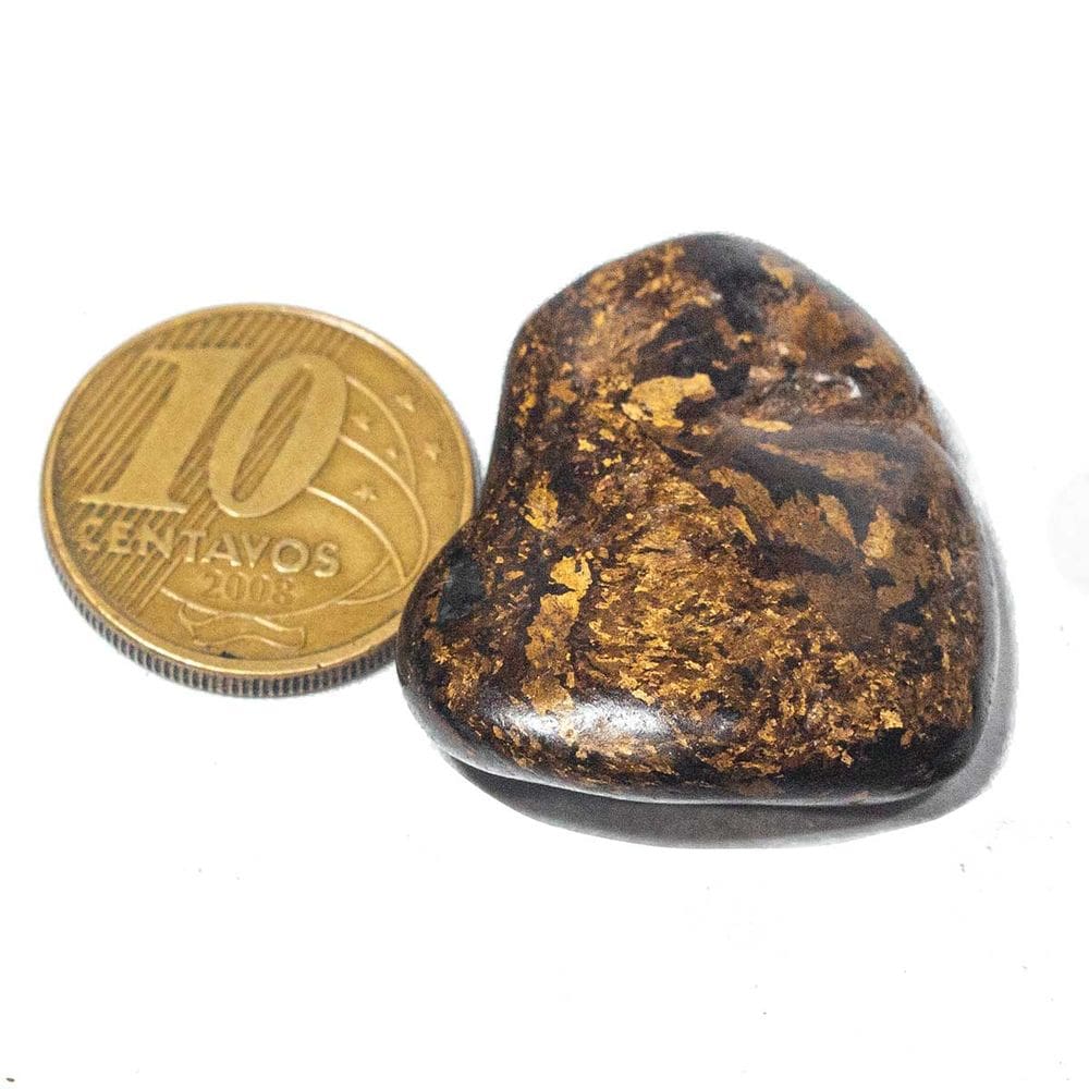01 Bronzita Pedra da Coragem Rolado Natural 25mm 27g