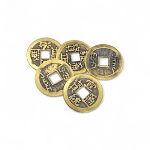 Kit 5 Moedas Feng Shui Prosperidade Total Amuleto da Sorte