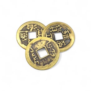 Kit 3 Moedas Feng Shui Prosperidade Total Amuleto da Sorte