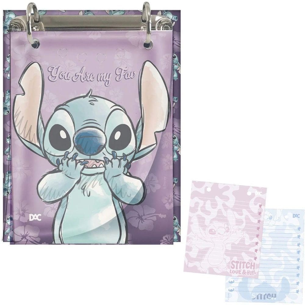 Mini Caderno Fichário Argolado Stitch 80Fl - 5381 - Dac