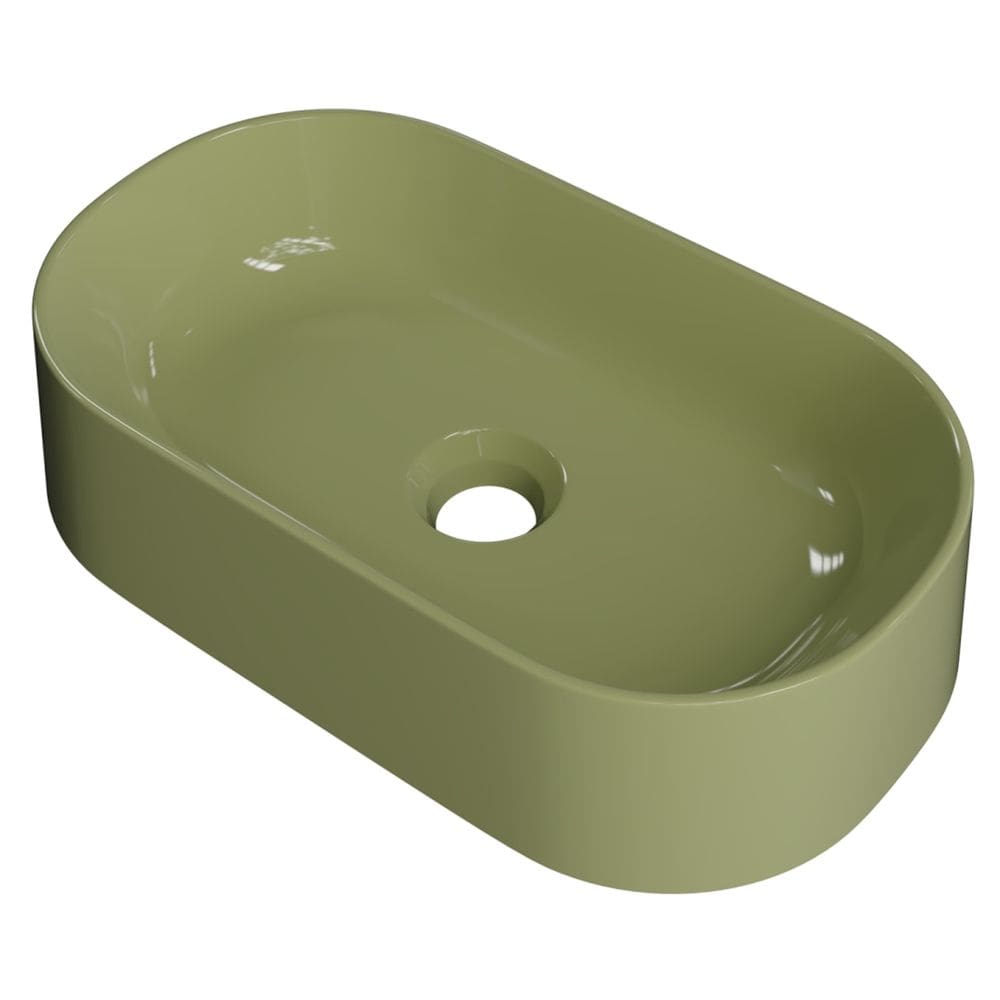 Cuba Pia de Apoio Para Banheiro Oval 43cm Hera C08 Verde - Mpozenato
