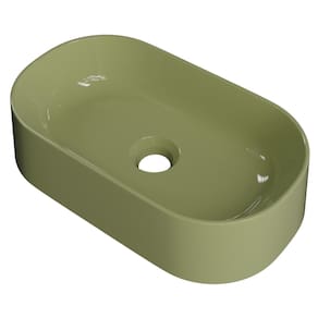 Cuba Pia de Apoio Para Banheiro Oval 43cm Hera C08 Verde - Mpozenato