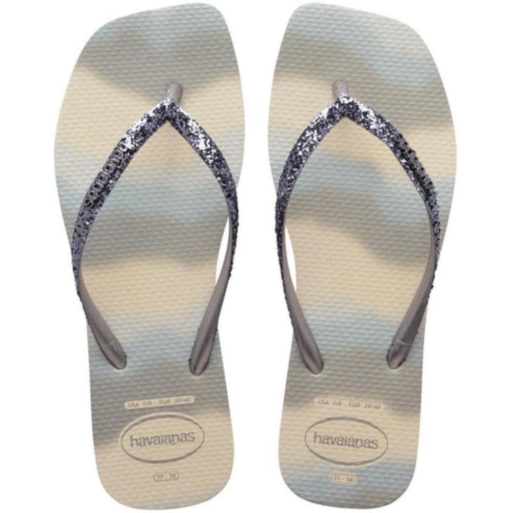 Chinelo Havaianas Slim Square Glitter Party Feminino - Prata