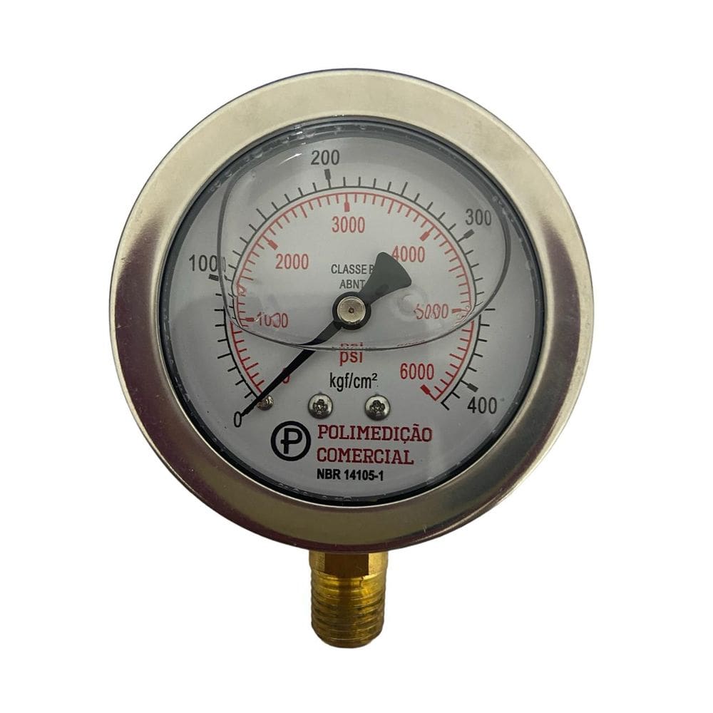 Manômetro Inox Glic. 1/4 Npt 0-400 Kgf/cm2 0-6000 Psi 63mm