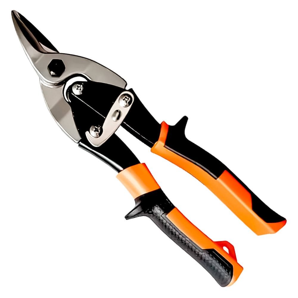 Tesoura para Chapa 10&quot; Corte Direito | Liga de Aço | Lâmina Dentada e Polida | Tratamento Térmico | Ergonômica com Cabo Revestido