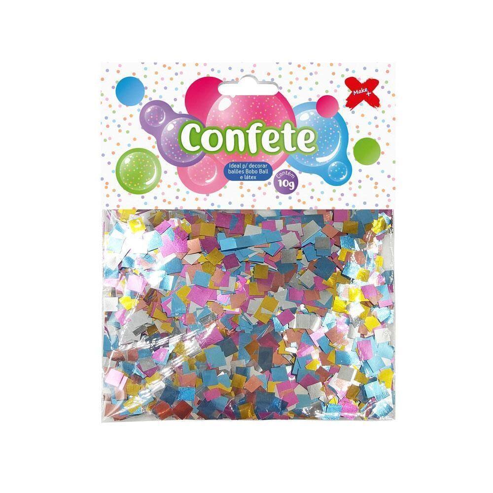 Confete Para Balão 10G Quadrado Mini Colorido Make+