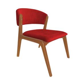 Cadeira Kethellen Premium Madeira Maciça Cerejeira Veludo Vermelho