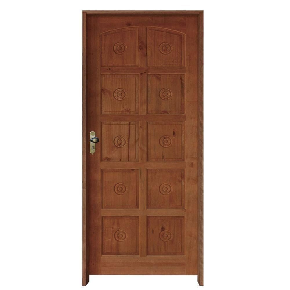 Porta Torneada 10 Bicos 82 X 2.10 Batente Ecológico 14 Cm Fechadura Externa Taco De Golfe - Rodam