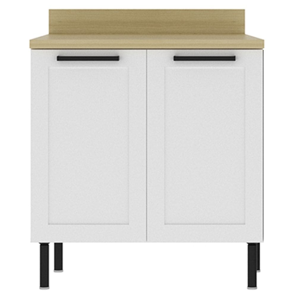 Balcão Com Tampo 80 cm 2 Portas MDF Branco Tecno Mobili