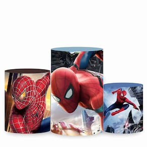 Trio de Capa Cilindro para Festa Infantil Veste Fácil c/ Elástico Homem Aranha - Fera Print