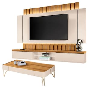 Home Suspenso Illusion 2.2 Mesa de Centro Cadenza Cinamomo Off White - HB Móveis