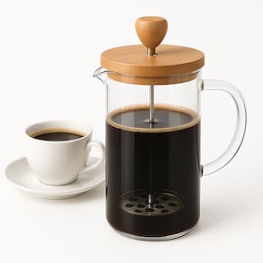 Cafeteira Prensa Francesa Vidro 350ml Com Tampa Bambu Café