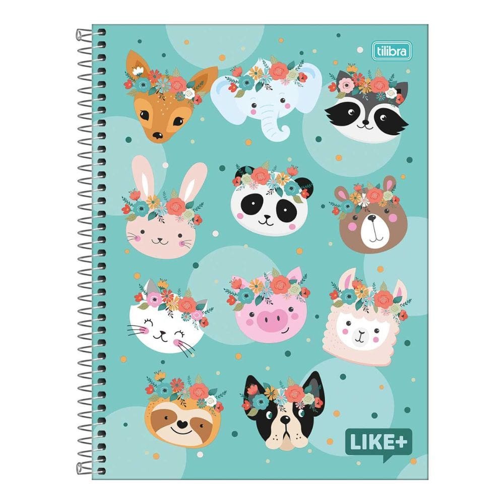 Caderno Espiral Grande Universitário Like+ 1 Matéria 96 Folhas Capa Dura - Tilibra | Escolar | Fofo | Colorido