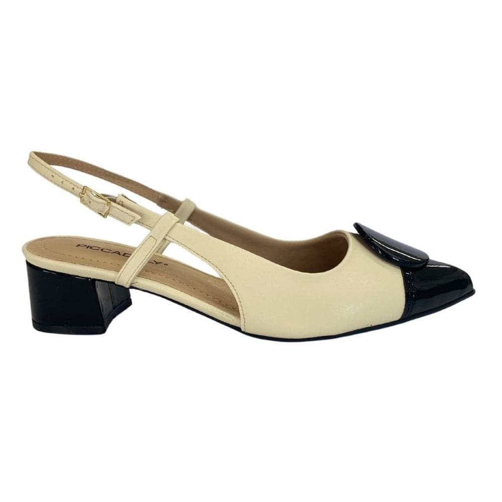 Sapato Slingback Piccadilly 739085 Feminino Off White salto médio