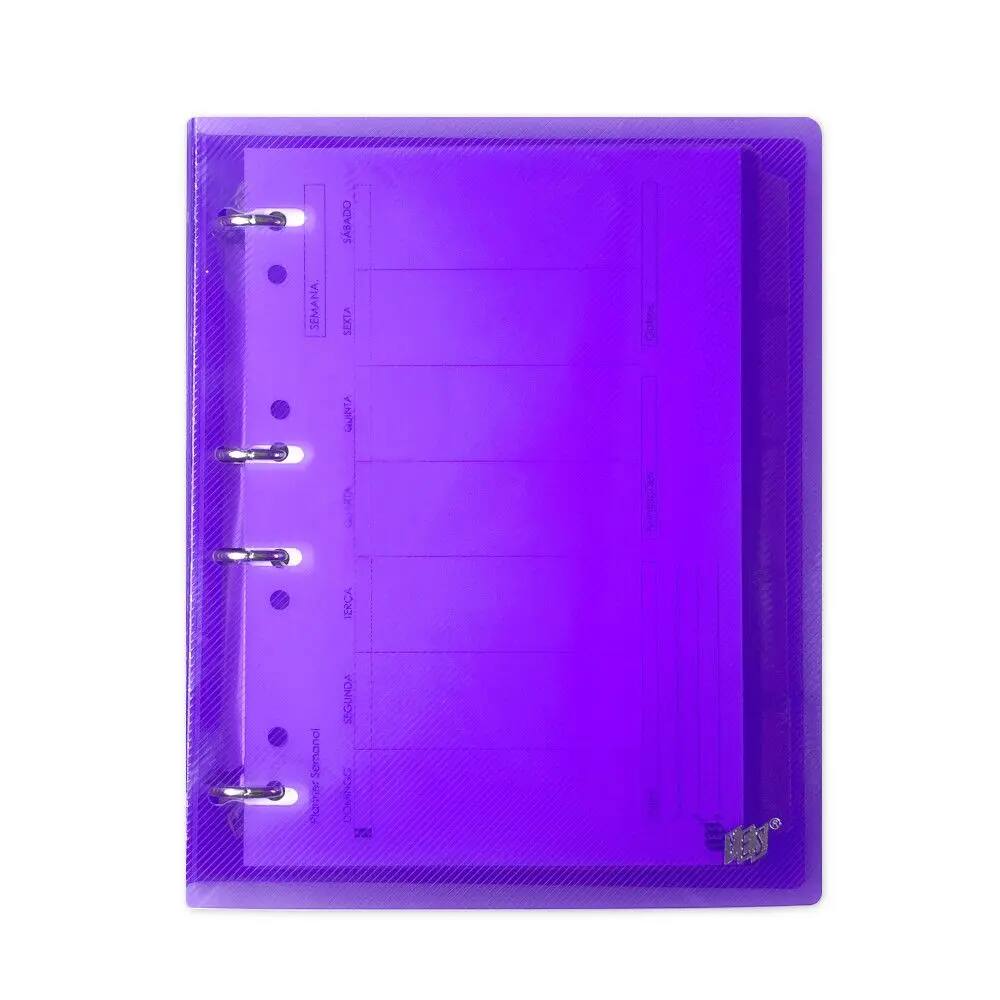 Fichário Tamanho Colegial (MÉDIO) 96 Folhas Transparente Roxo Ref:RC4ES LL - YES