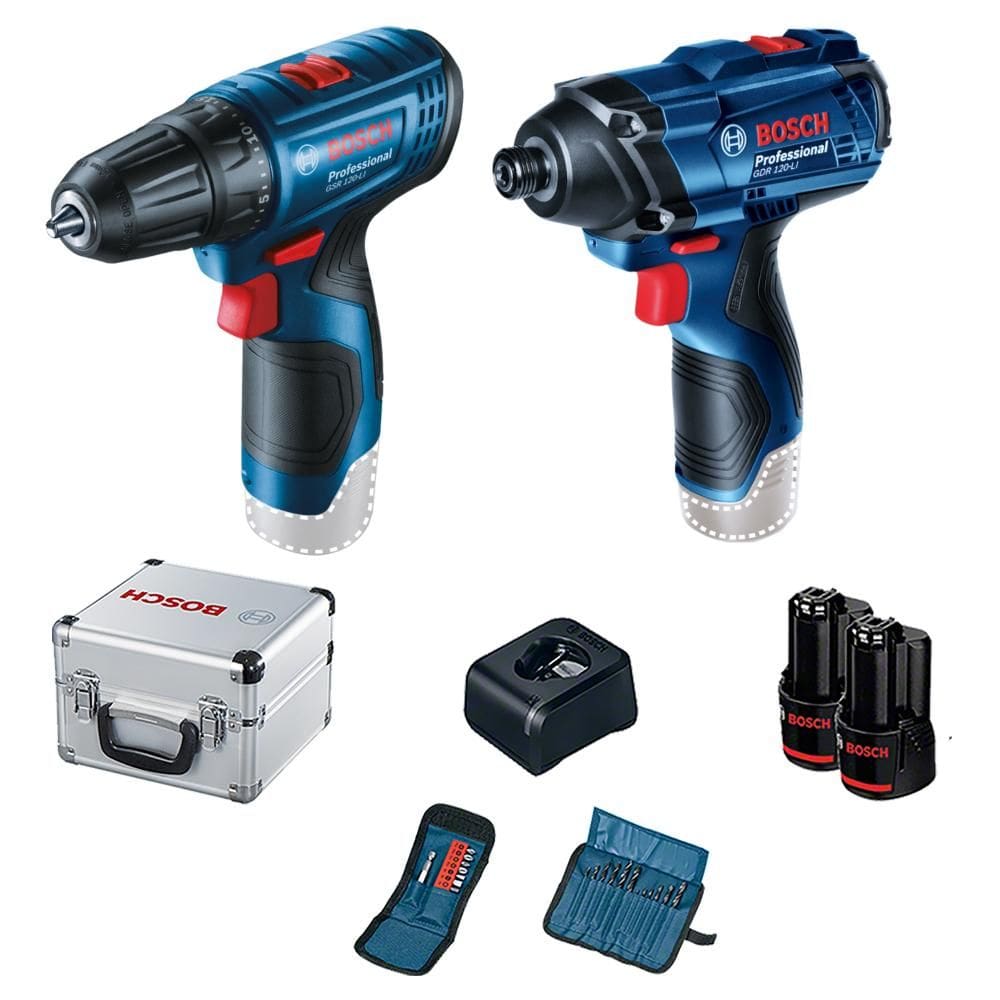 Furadeira e Parafusadeira à Bateria Bosch GSR 120 Li e Chave de Impacto GDR 120 Li 12V
