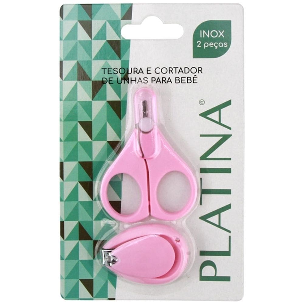 Kit Tesoura e Cortador De Unha Bebe Aço Inox