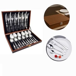 Kit Faqueiro Maleta De Talheres Inox 24 Peças Prateado Luxor