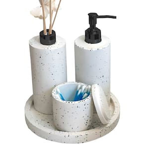 Kit Lavabo Banheiro Com Bandeja Luxo Saboneteira Aromatizador E Porta Cotonetes Artesanal Cor:Kit Lavabo Granilite