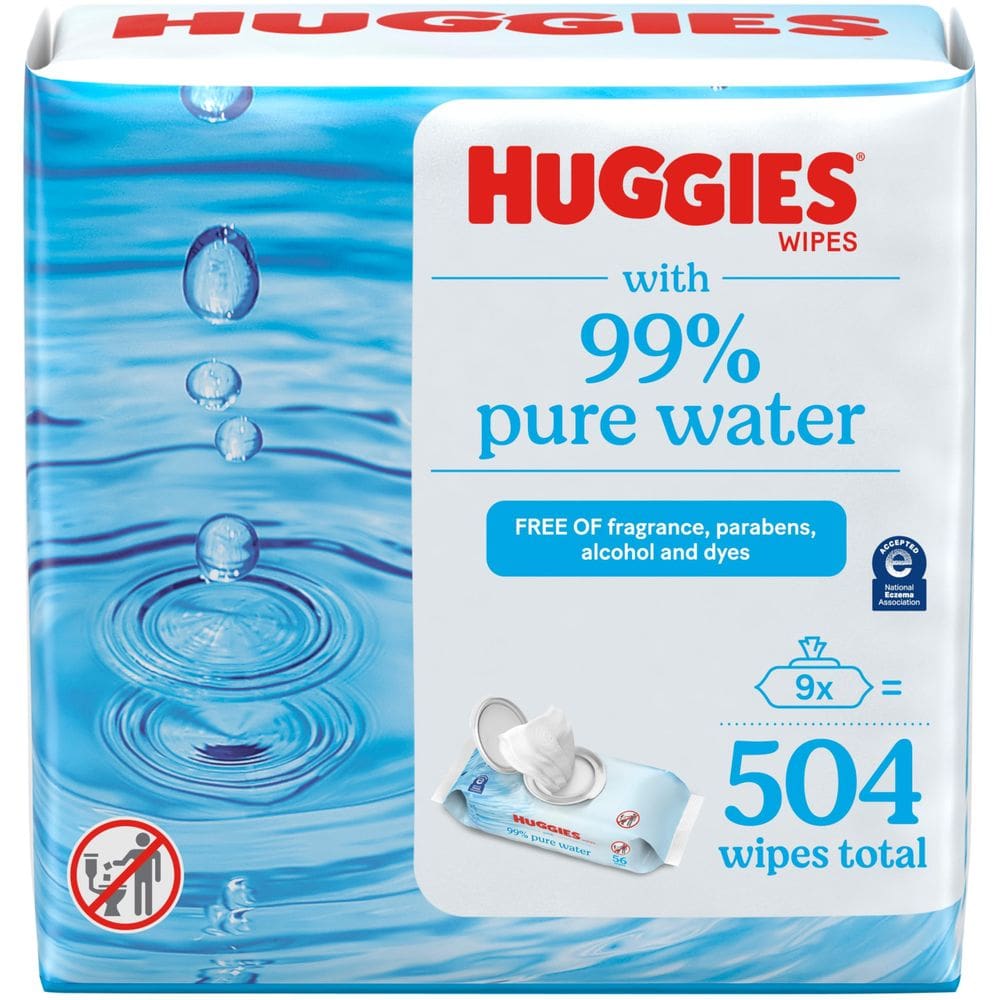 Lenços umedecidos para bebês Huggies, 99% água pura, sem perfume, 504 toalhetes