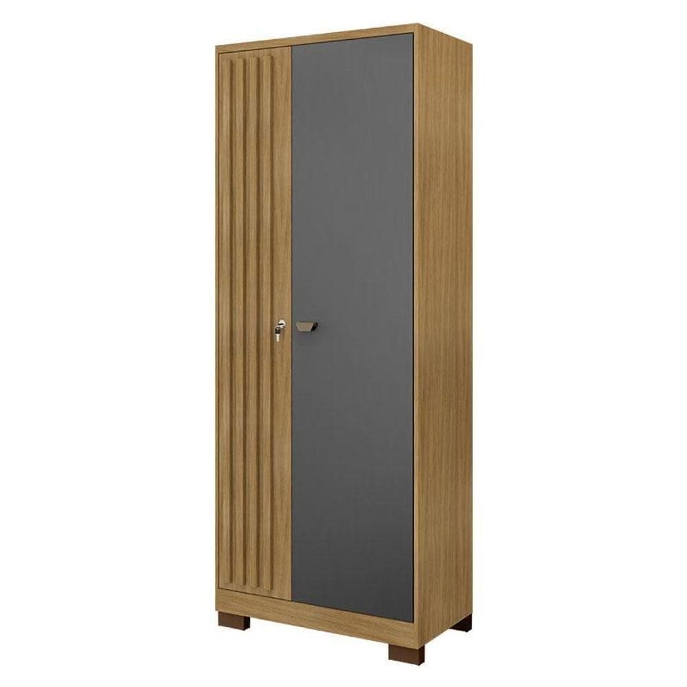 Armário Multiuso Versatile 2 Portas Com Chave Carvalho Americano Grafite - Incorplac