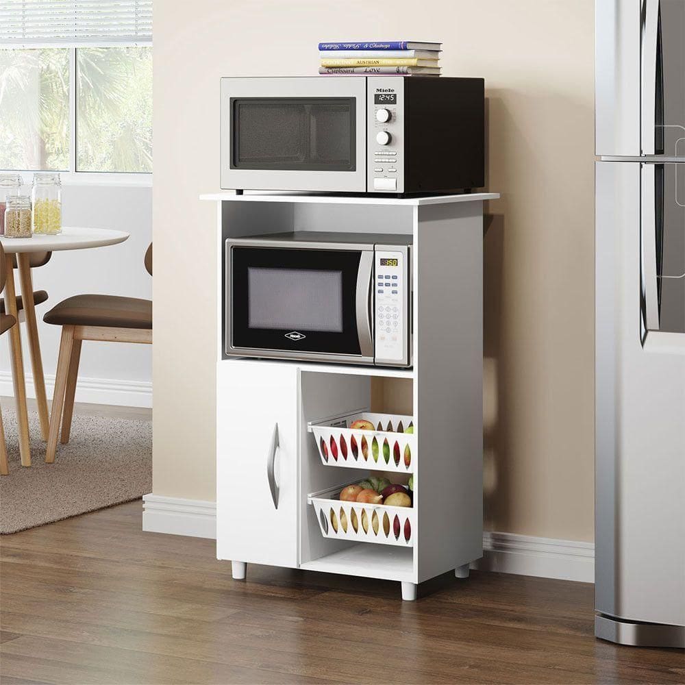 Armário Multiuso Com Fruteira 62x96cm Mdp Menu Móveis Branco