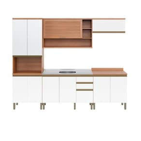 Cozinha Completa Modulada 5 Peças Com Gabinete Pia Multimóveis Cr20403 Freijó-branco
